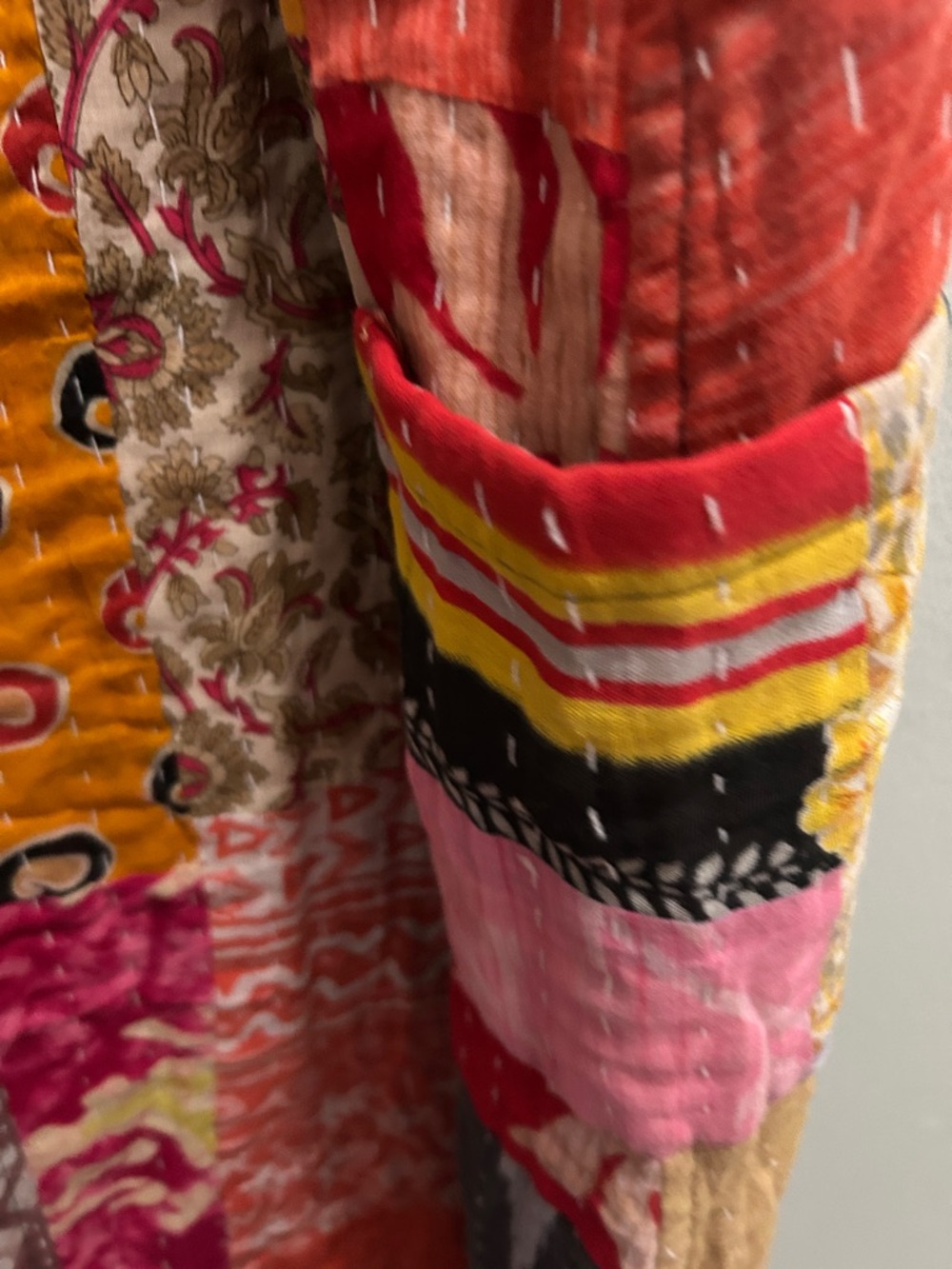 Reversible KANTHA cotton Vibrant Patchwork Sundress- Multicolor - Picture 7 of 10